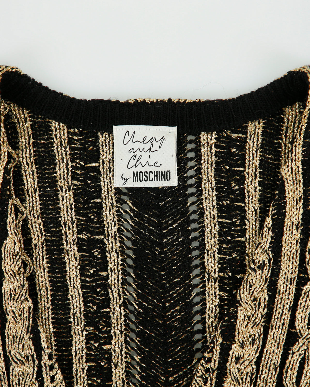 Vintage Y2K 00s Moschino Cheap &amp; Chic Wool Blend Cable Knit Cardigan - M