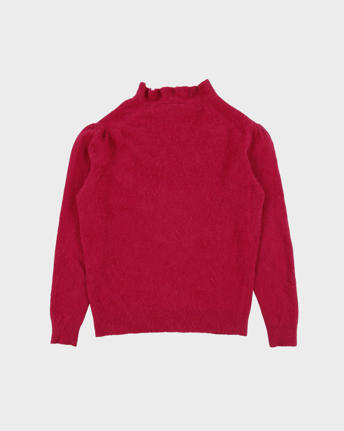 Vintage 1990s Parkhurst Angora &amp; Wool Blend Frill Neck Knit Jumper - M
