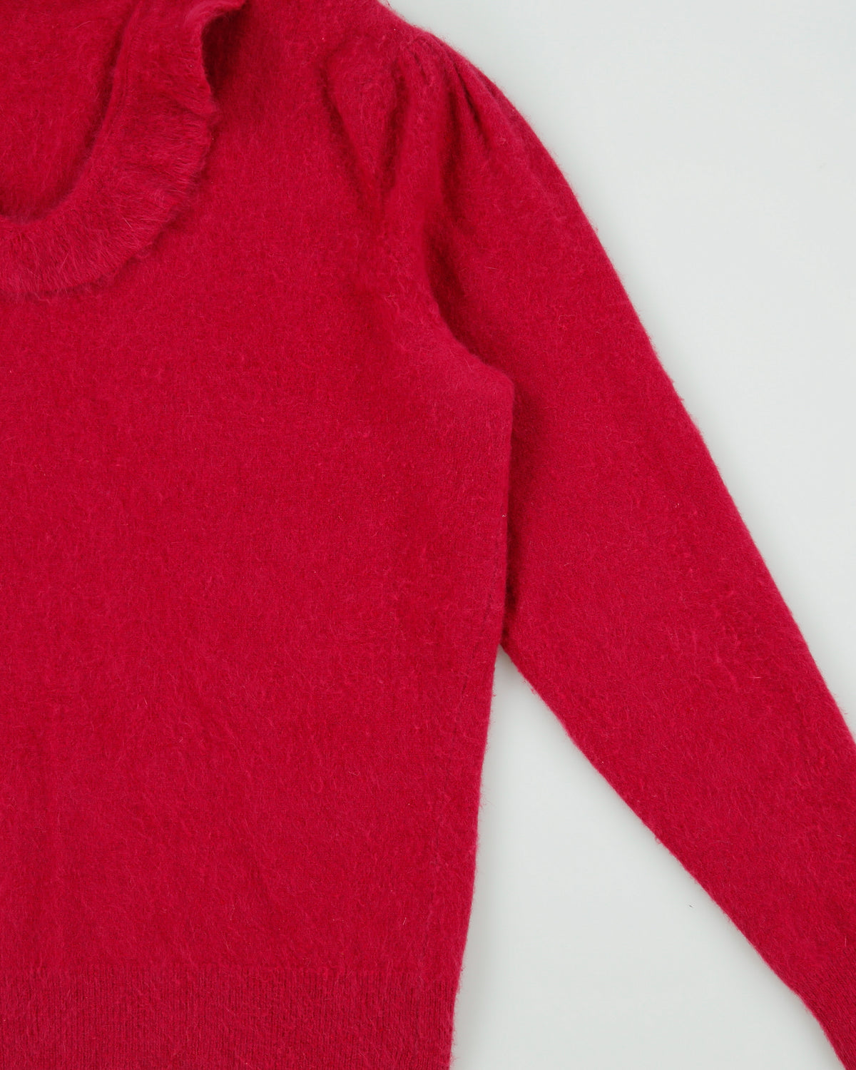 Vintage 1990s Parkhurst Angora &amp; Wool Blend Frill Neck Knit Jumper - M