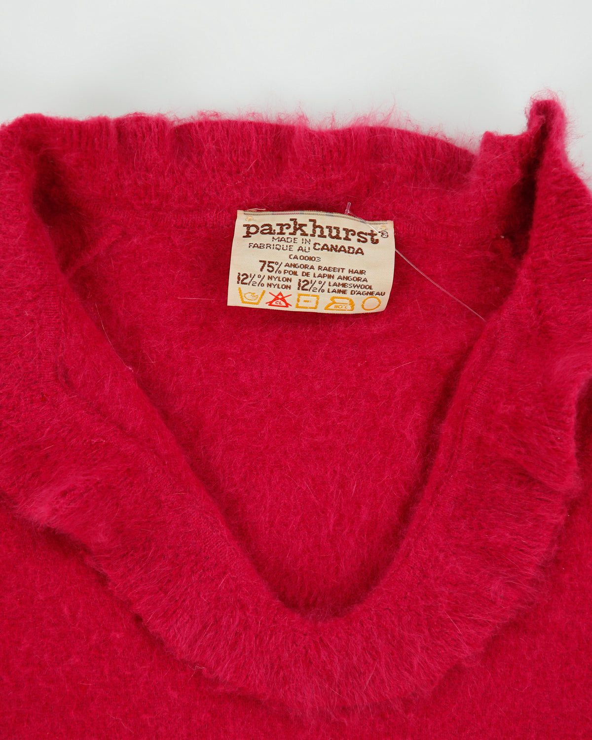 Vintage 1990s Parkhurst Angora &amp; Wool Blend Frill Neck Knit Jumper - M