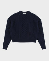 Aritzia Merino Wool Cable Knit Boxy Cropped Knit Jumper - XS