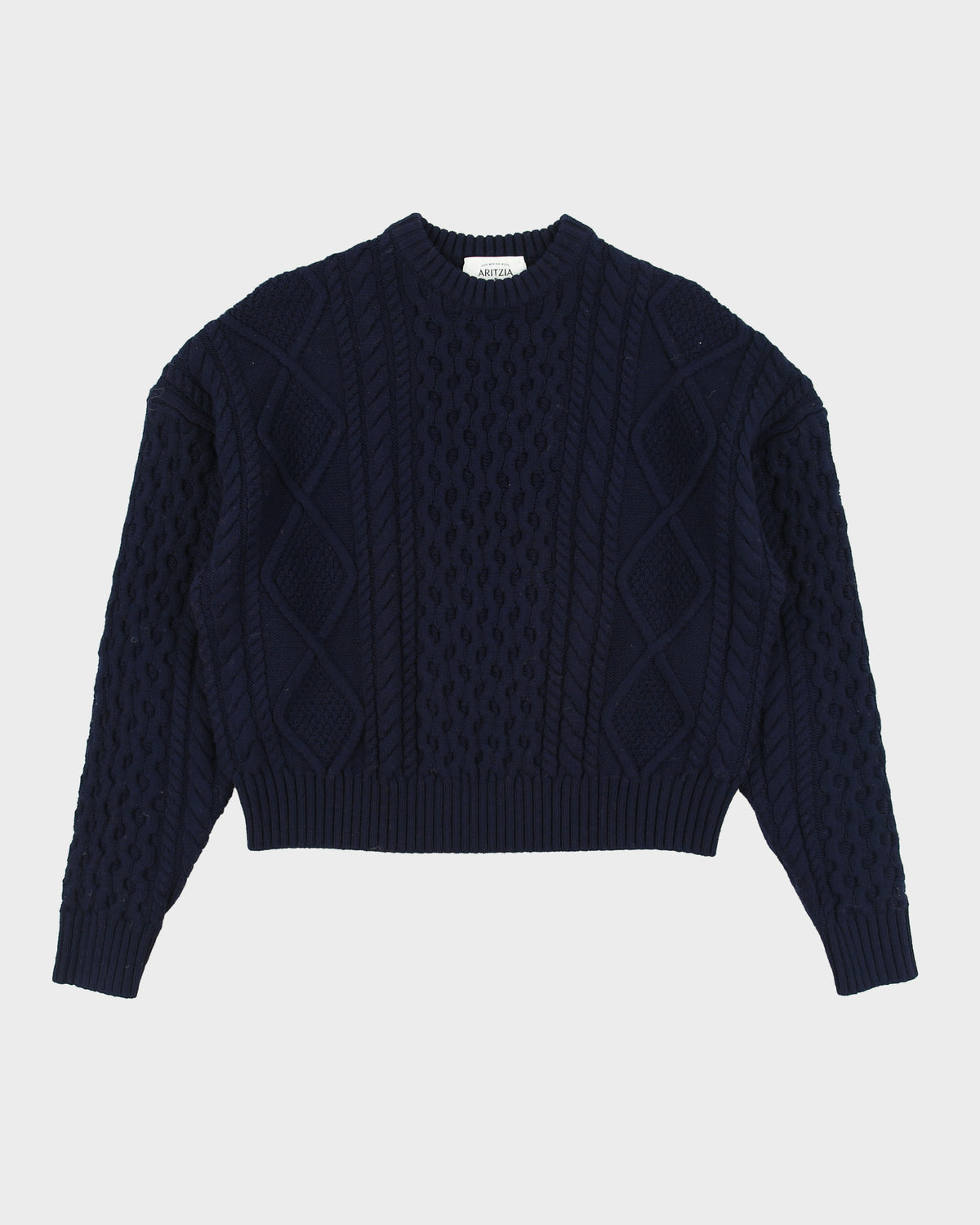 Aritzia Merino Wool Cable Knit Boxy Cropped Knit Jumper - XS