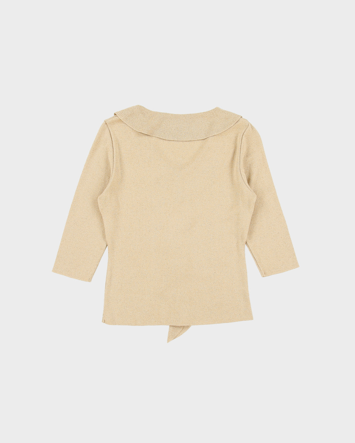 Vintage Y2K 00s Coup De Chance Ruffle Sparkly Knit 3/4 Length Sleeve Top - S