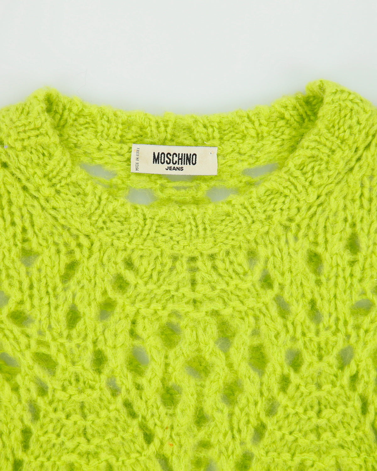 Vintage Y2K 2000s Moschino Jeans Mohair &amp; Wool Blend Open Knit Jumper - M