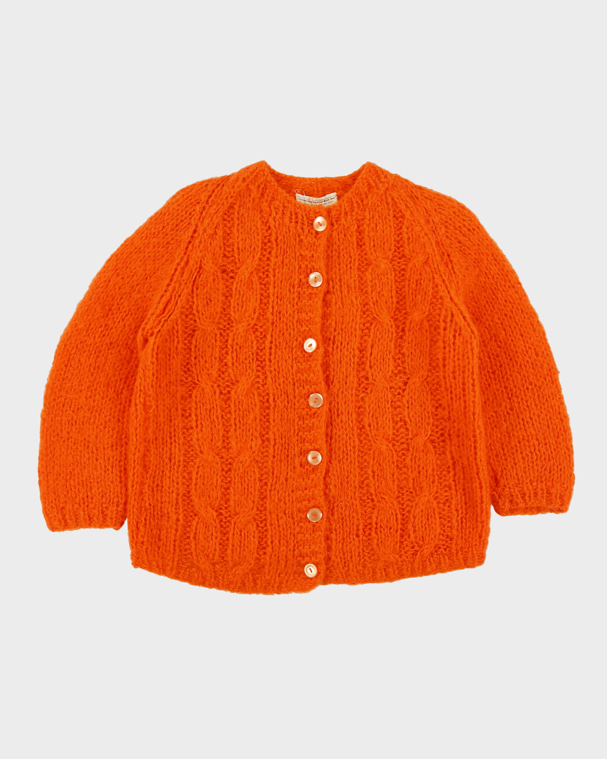 Vintage 1960s Filor Mohair &amp; Wool Bloend Chunky Knit Cardigan - M