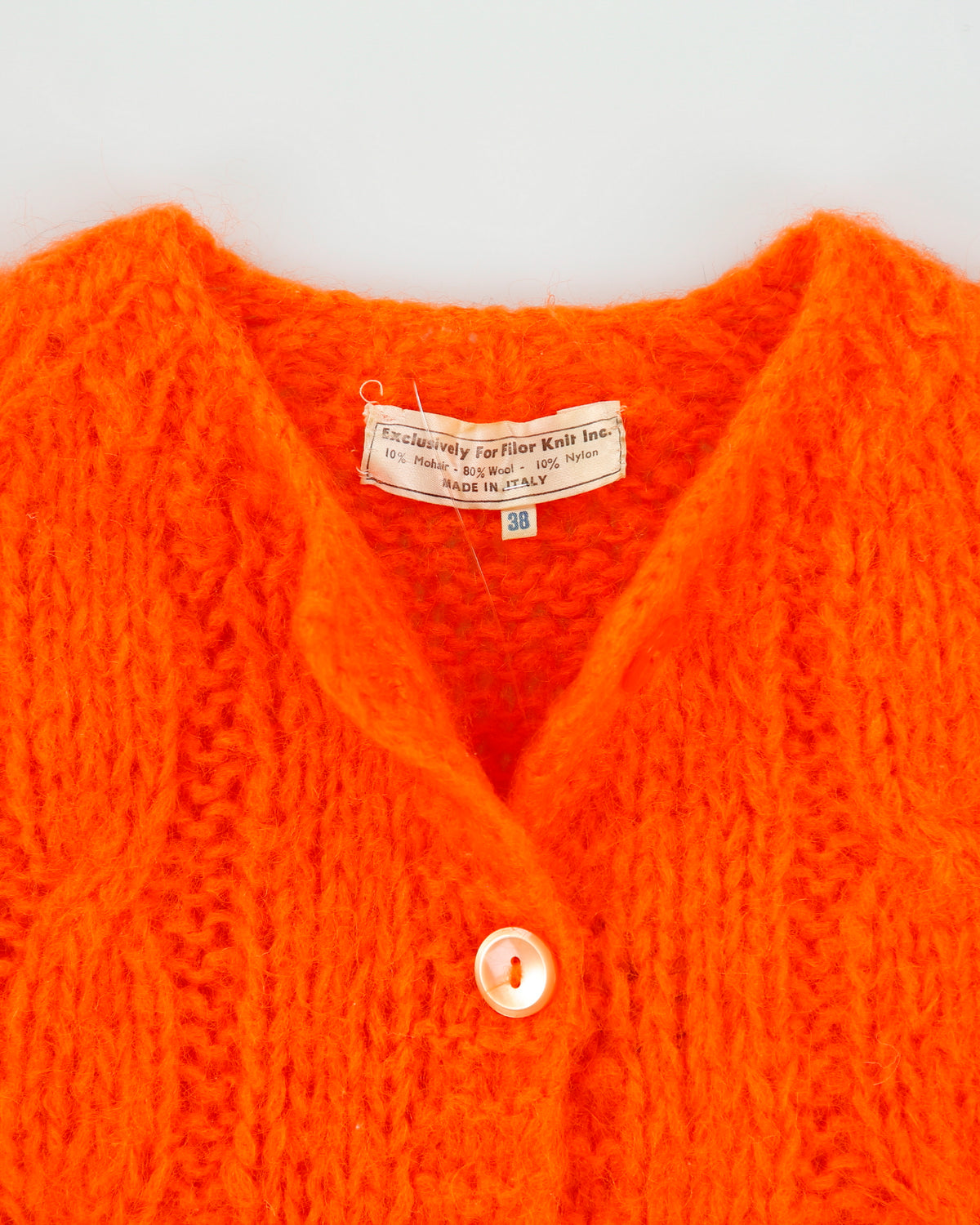 Vintage 1960s Filor Mohair &amp; Wool Bloend Chunky Knit Cardigan - M