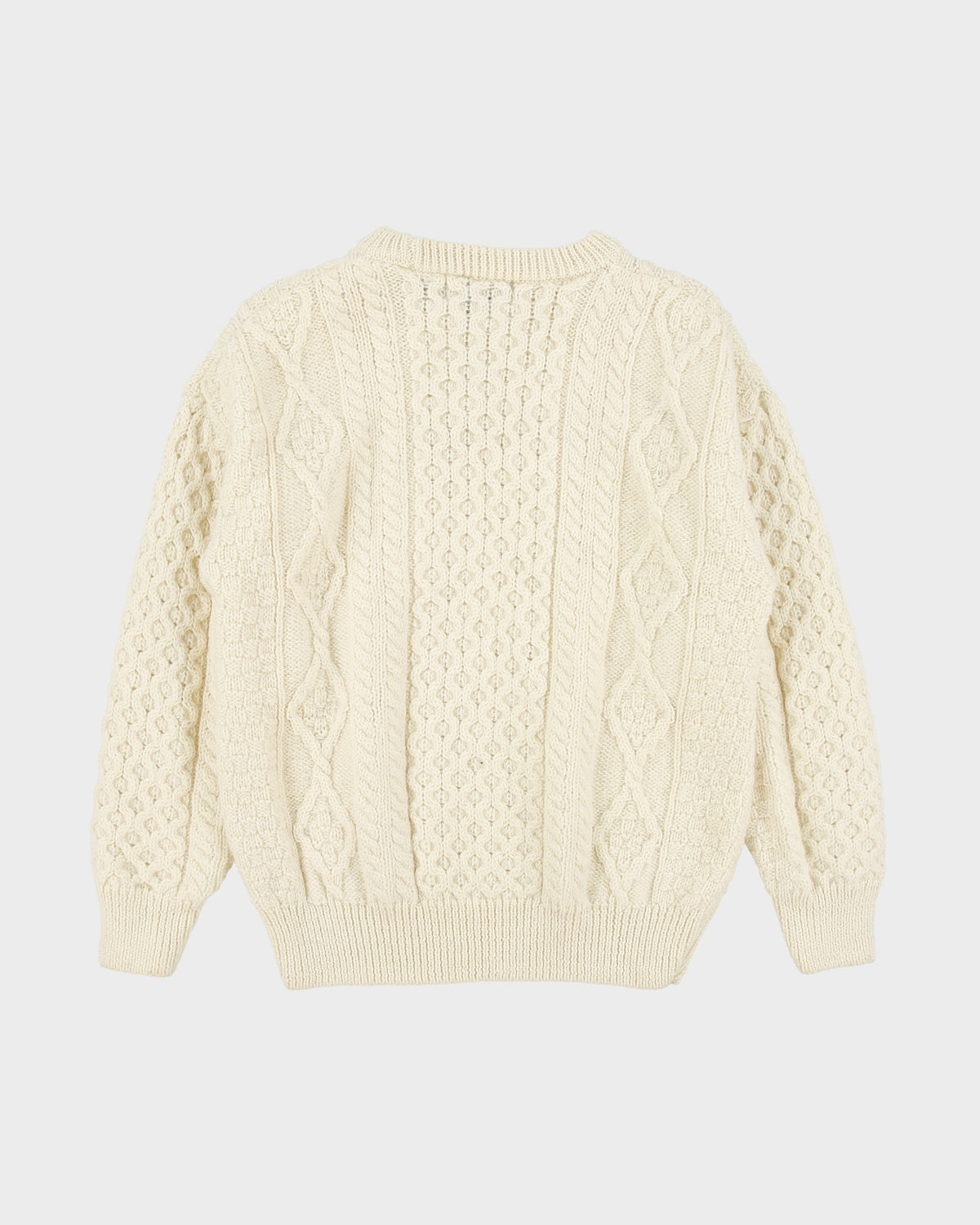 Vintage Aran Crafts Made In Ireland Wool Aran Knit Chunky Heavyweight Jumper - M