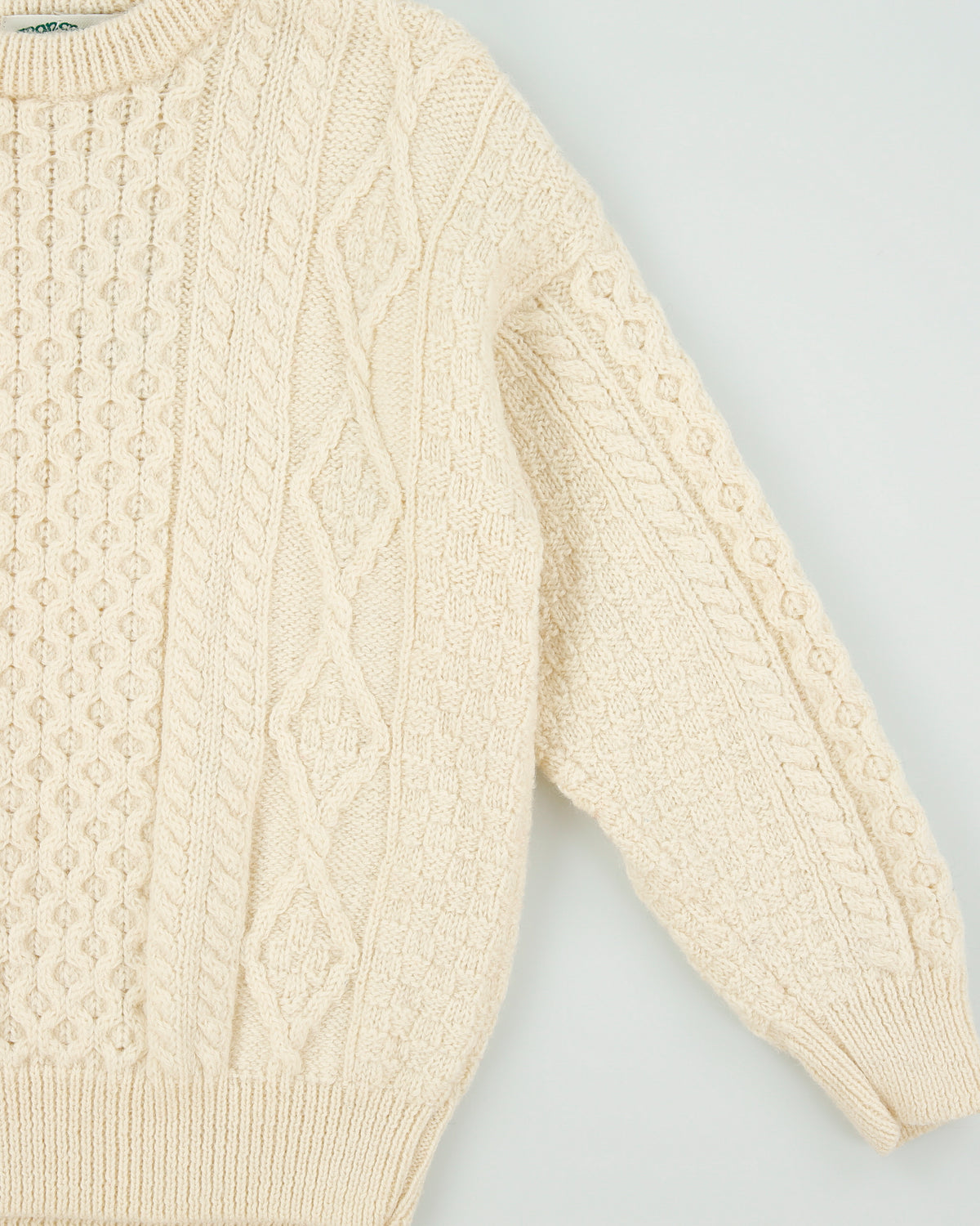 Vintage Aran Crafts Made In Ireland Wool Aran Knit Chunky Heavyweight Jumper - M
