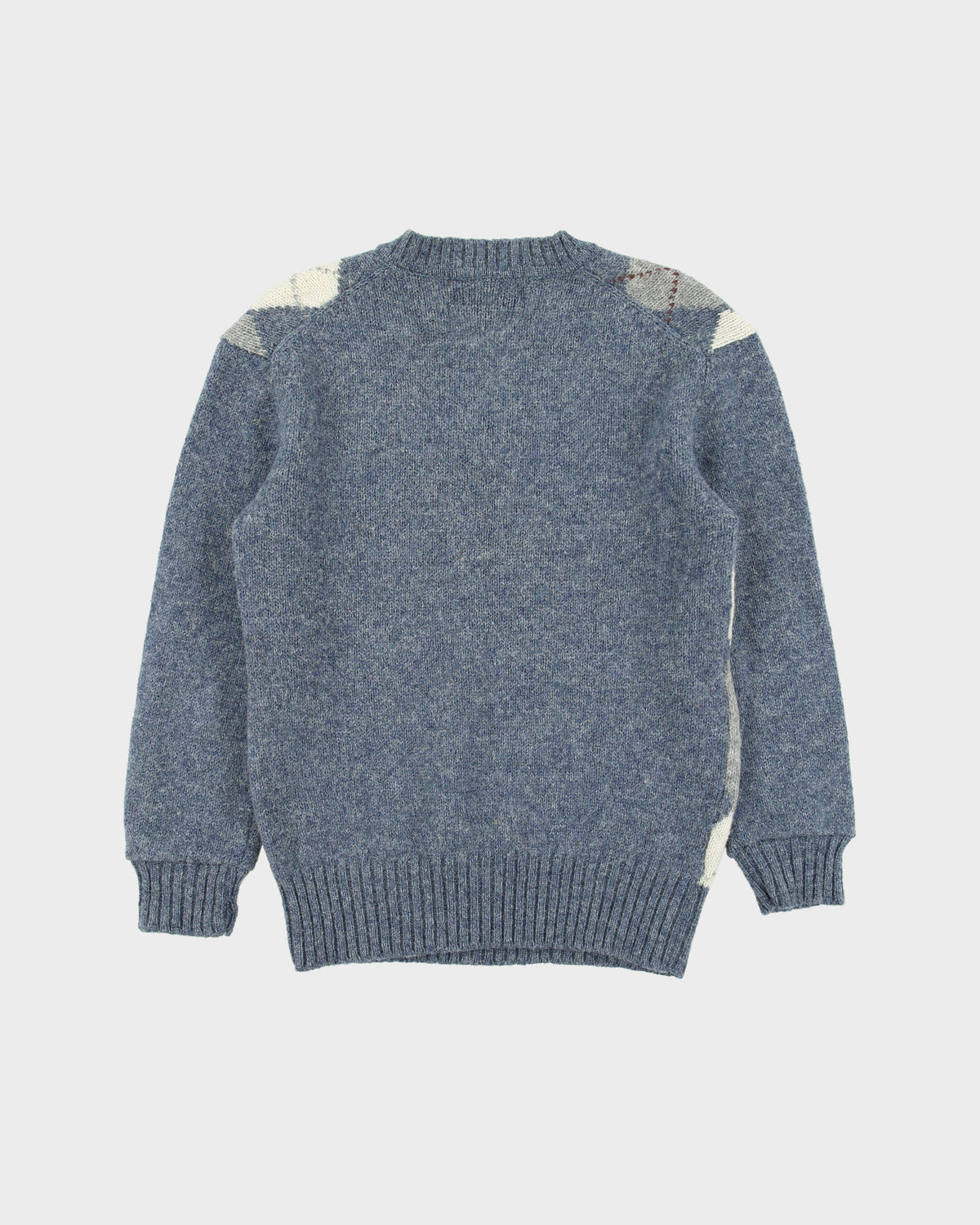 Vintage 1990s Club International Women's Shetland Wool Argyle Knit V-Neck Jumper - M