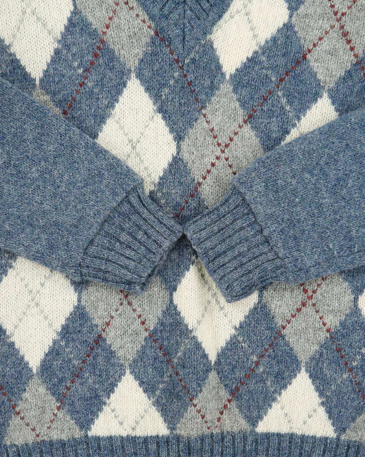 Vintage 1990s Club International Women's Shetland Wool Argyle Knit V-Neck Jumper - M
