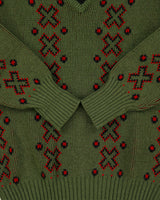Vintage 1980s Jaeger V-neck Wool Geometric Pattern Knit Jumper - S
