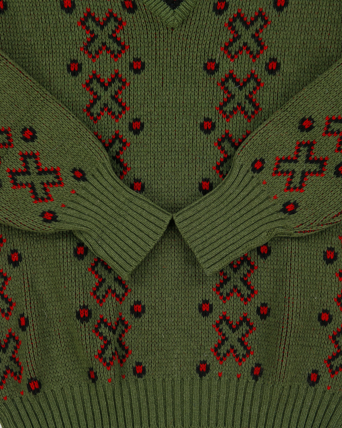 Vintage 1980s Jaeger V-neck Wool Geometric Pattern Knit Jumper - S