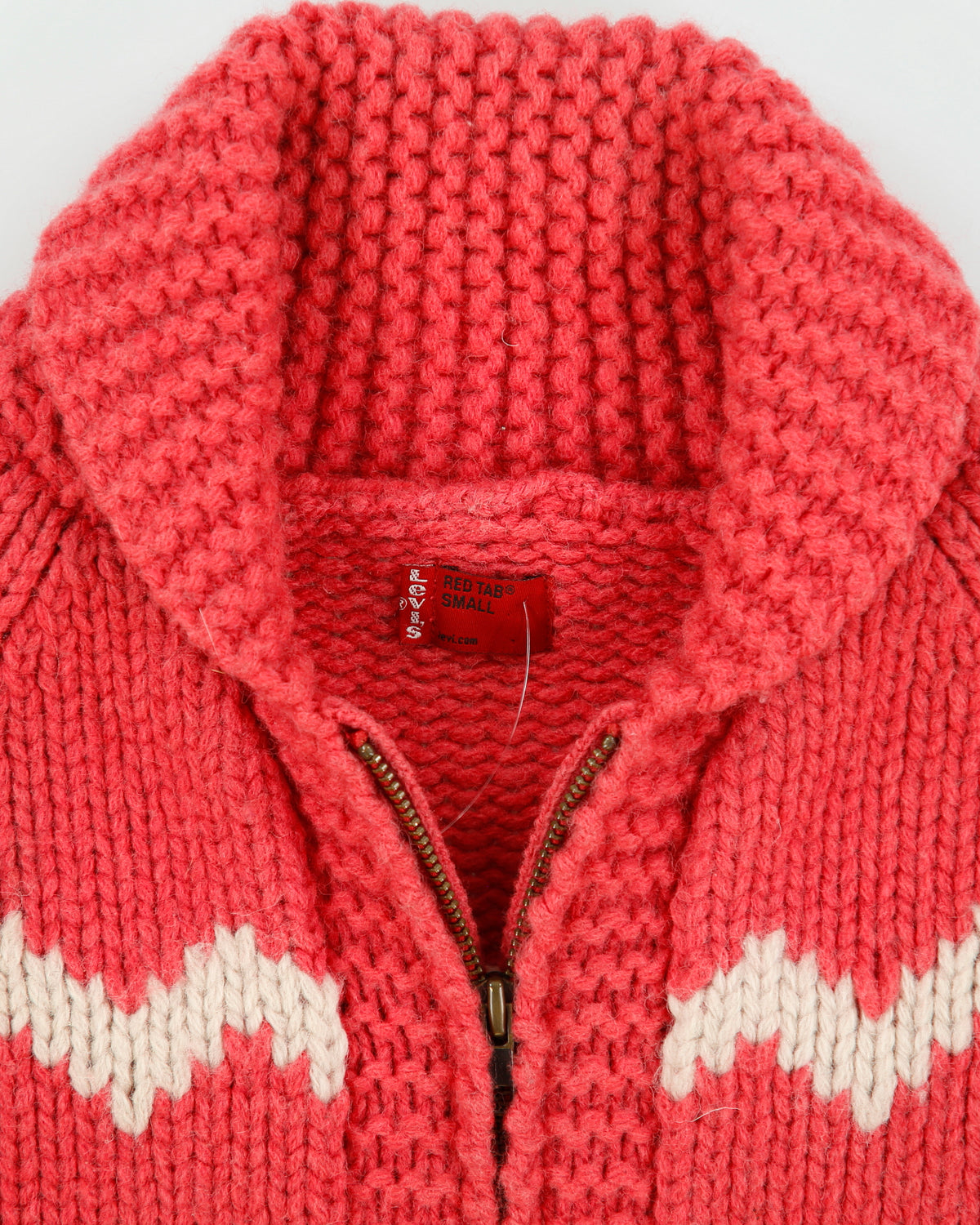 Vintage Y2K 00s Levi's Red Tab Wool Chunky Knit Zip-up Jumper - S
