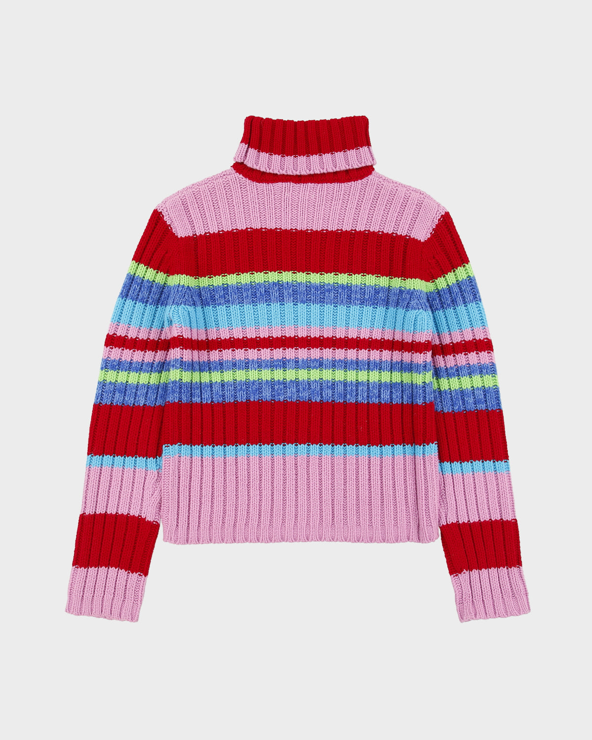 Vintage Y2K 00s Miss Teen Roll Neck Striped Chunky Knit Jumper - S