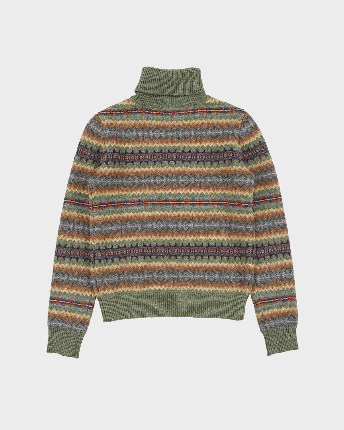Vintage 1990s R.T.W Jeans Company Wool Blend Fair Isle Roll Neck Jumper - S