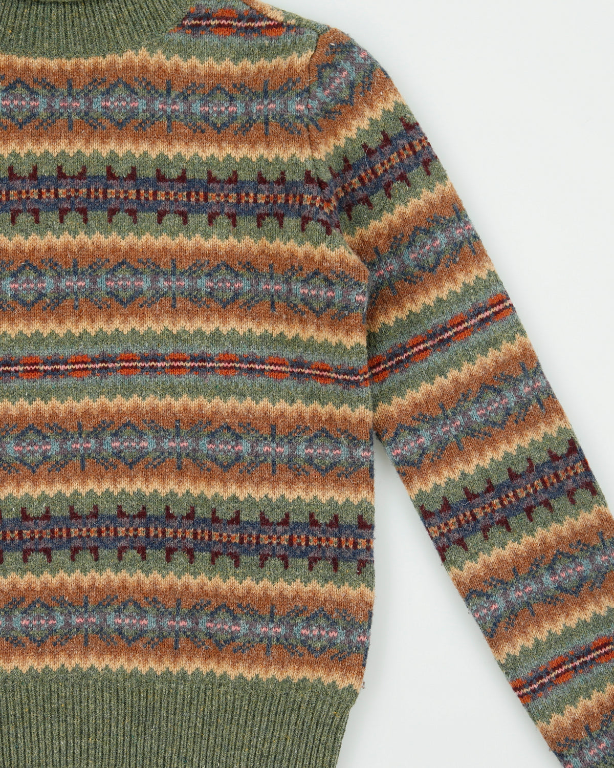 Vintage 1990s R.T.W Jeans Company Wool Blend Fair Isle Roll Neck Jumper - S