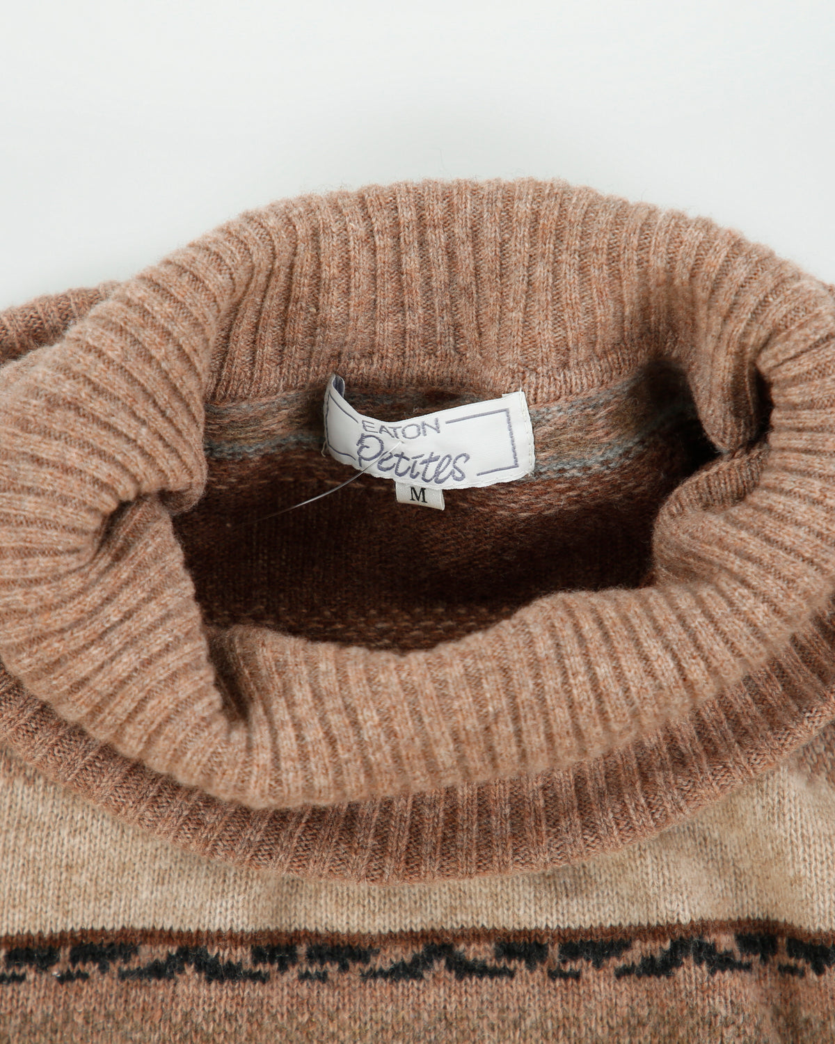 Vintage 1990s Eaton Petites Lambswool Roll Neck Oversized Jumper - M