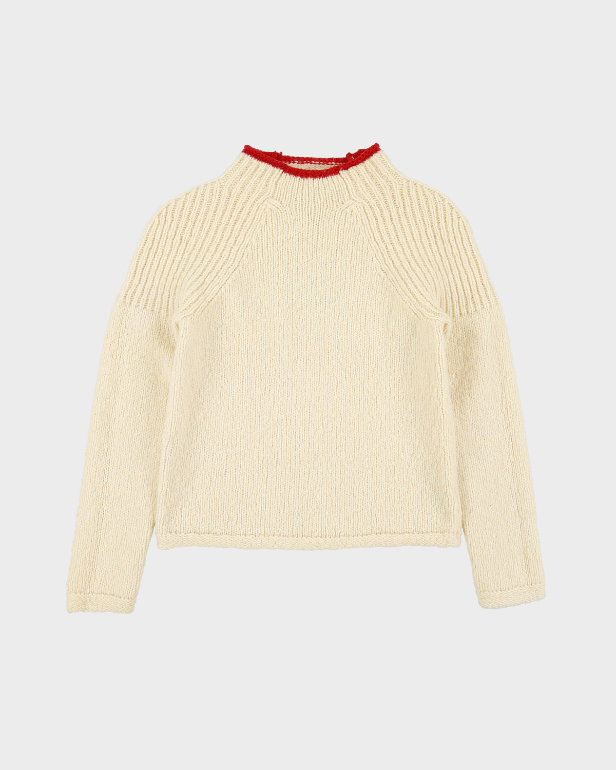 Vintage 1990s Armani Exchange High Neck Wool Chunky Knit Jumper - M