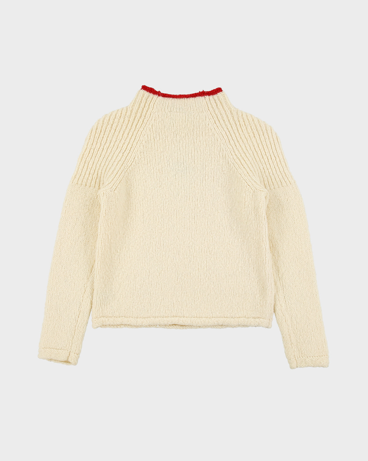 Vintage 1990s Armani Exchange High Neck Wool Chunky Knit Jumper - M