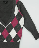 Vintage Y2K 00s Majora Deep V-neck 3/4 Length Sleeve Jumper - M