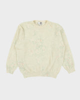 Vintage 1980s Eaton Wool &amp; Angora Blend Floral Jumper - S