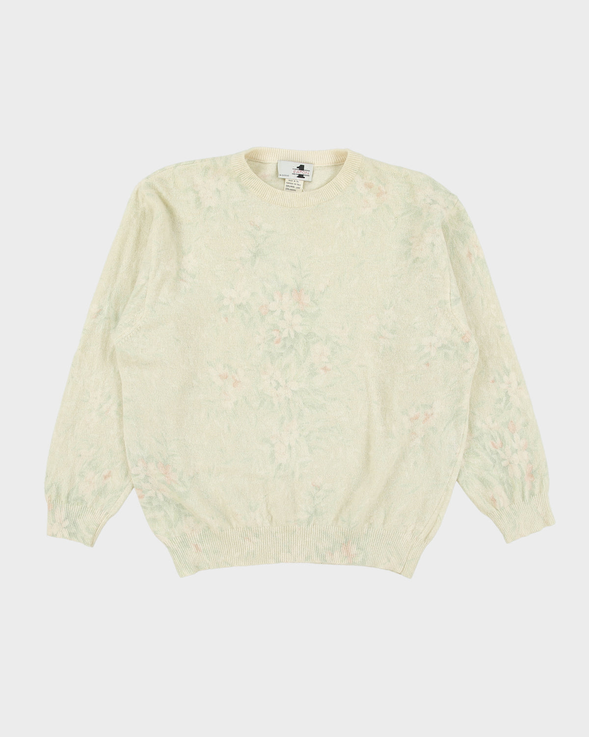 Vintage 1980s Eaton Wool &amp; Angora Blend Floral Jumper - S