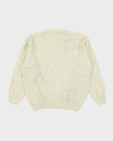Vintage 1980s Eaton Wool &amp; Angora Blend Floral Jumper - S