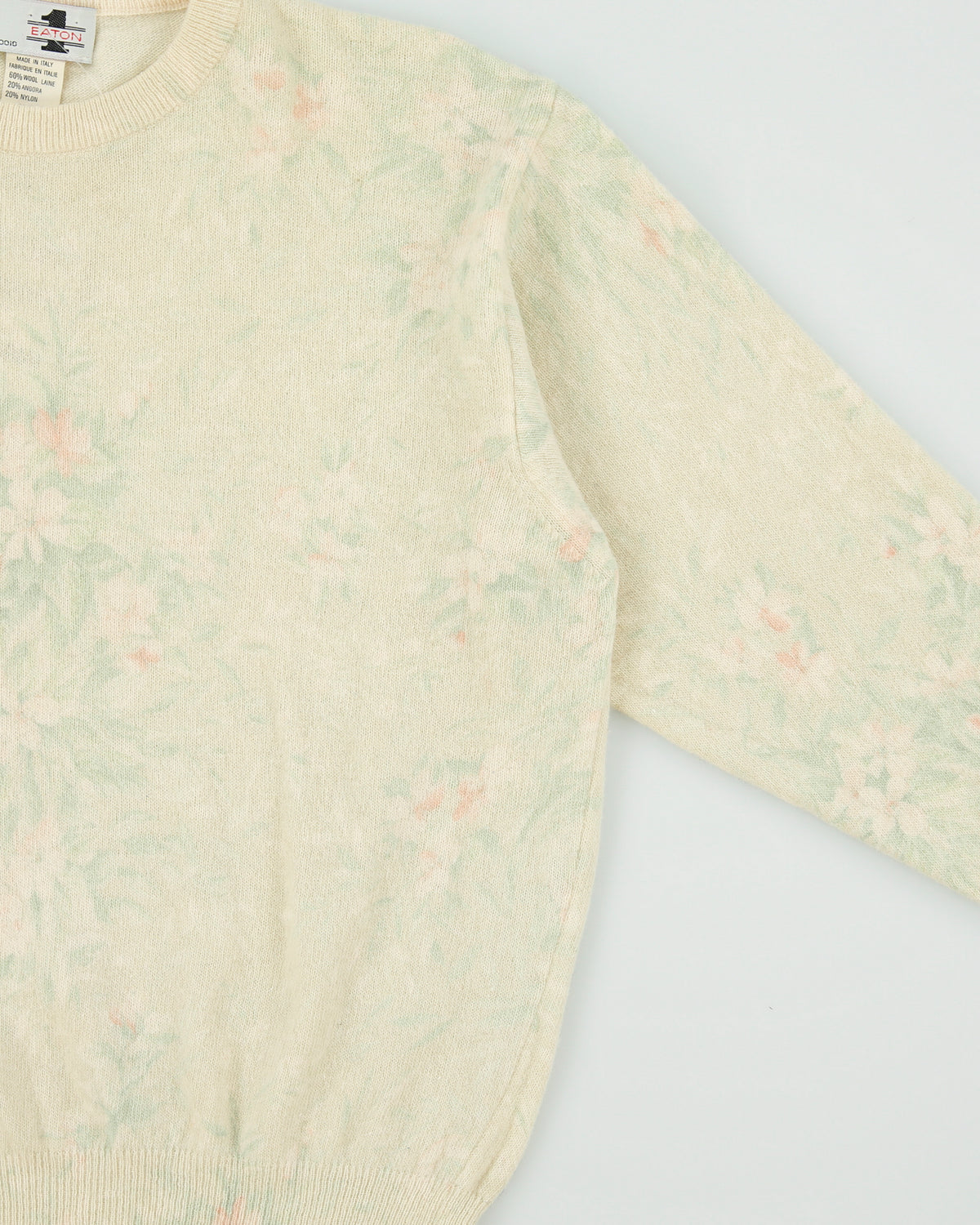 Vintage 1980s Eaton Wool &amp; Angora Blend Floral Jumper - S