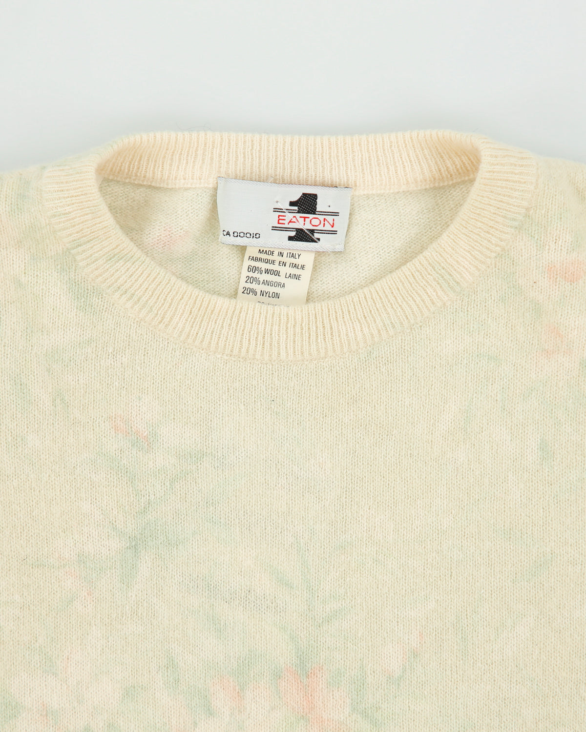 Vintage 1980s Eaton Wool &amp; Angora Blend Floral Jumper - S