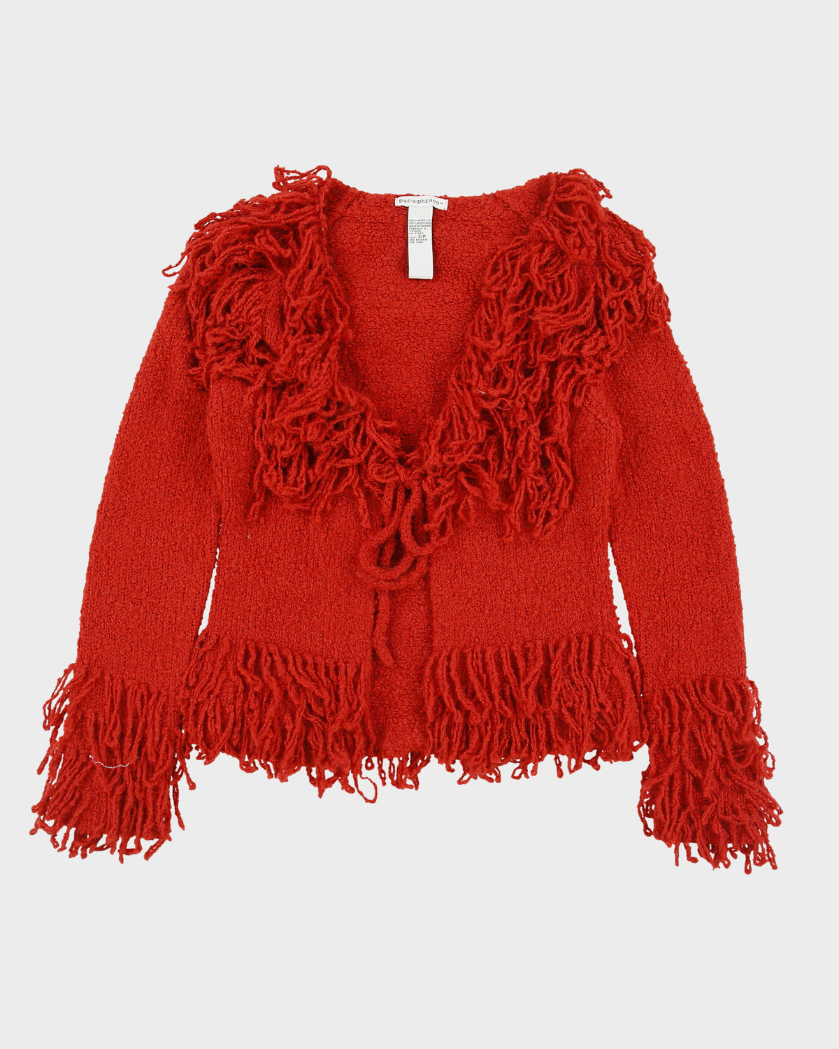 Vintage Y2K 00s Par.a.phrase Shaggy Tassel Front Tie Knit Cardigan - S