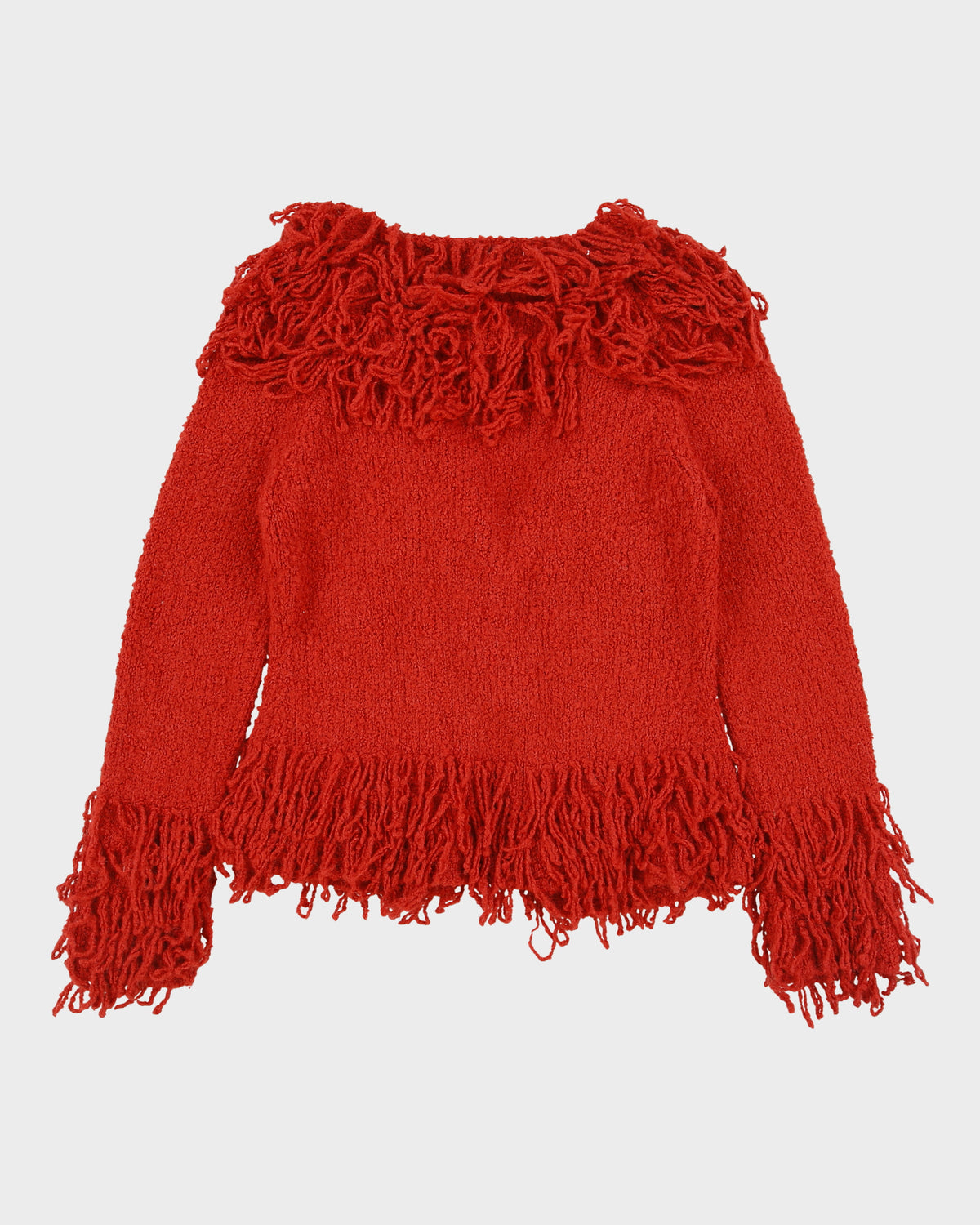 Vintage Y2K 00s Par.a.phrase Shaggy Tassel Front Tie Knit Cardigan - S
