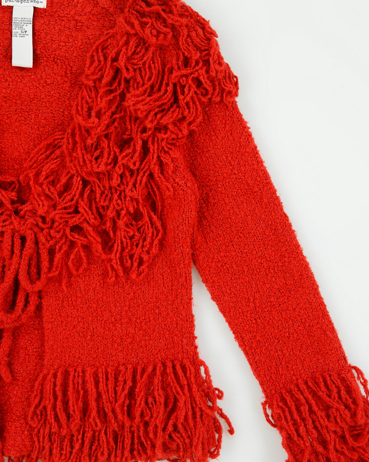 Vintage Y2K 00s Par.a.phrase Shaggy Tassel Front Tie Knit Cardigan - S