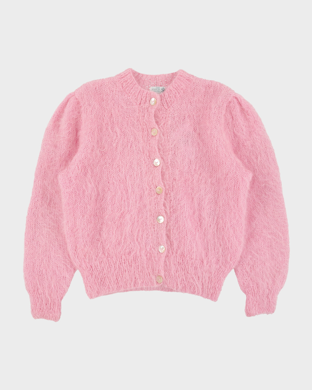 Vintage 1980s The Scotch House Mohair Blend Mother Of Pearl Button Cardigan - M