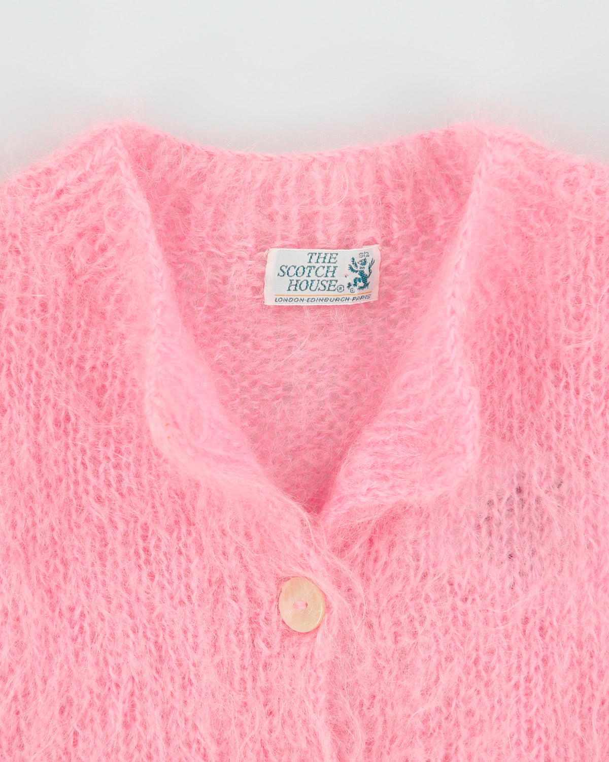 Vintage 1980s The Scotch House Mohair Blend Mother Of Pearl Button Cardigan - M