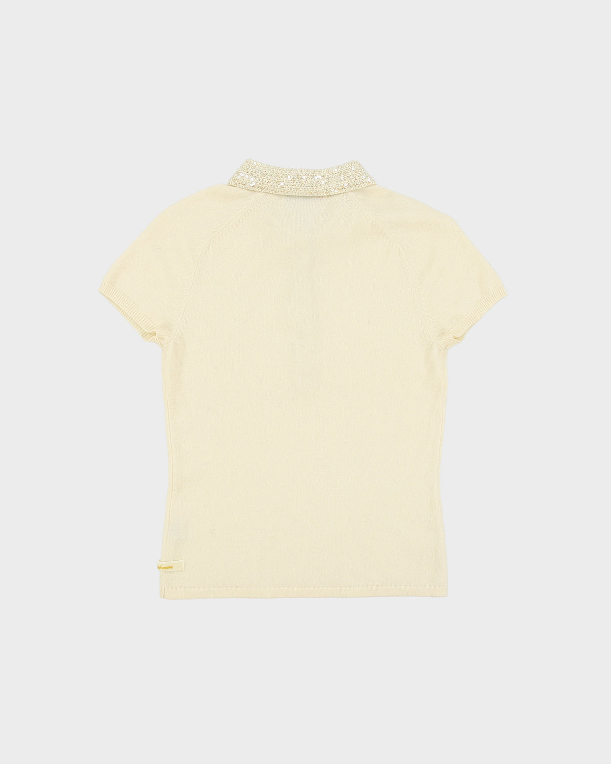 Vintage 1990s Jessica Cashmere Sequin Collar Short Sleeve Knit Jumper - S