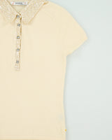 Vintage 1990s Jessica Cashmere Sequin Collar Short Sleeve Knit Jumper - S