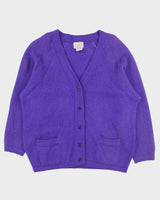 Vintage 1980s Woodward's Collection Angora &amp; Wool Blend Chunky Knit Cardigan - XL