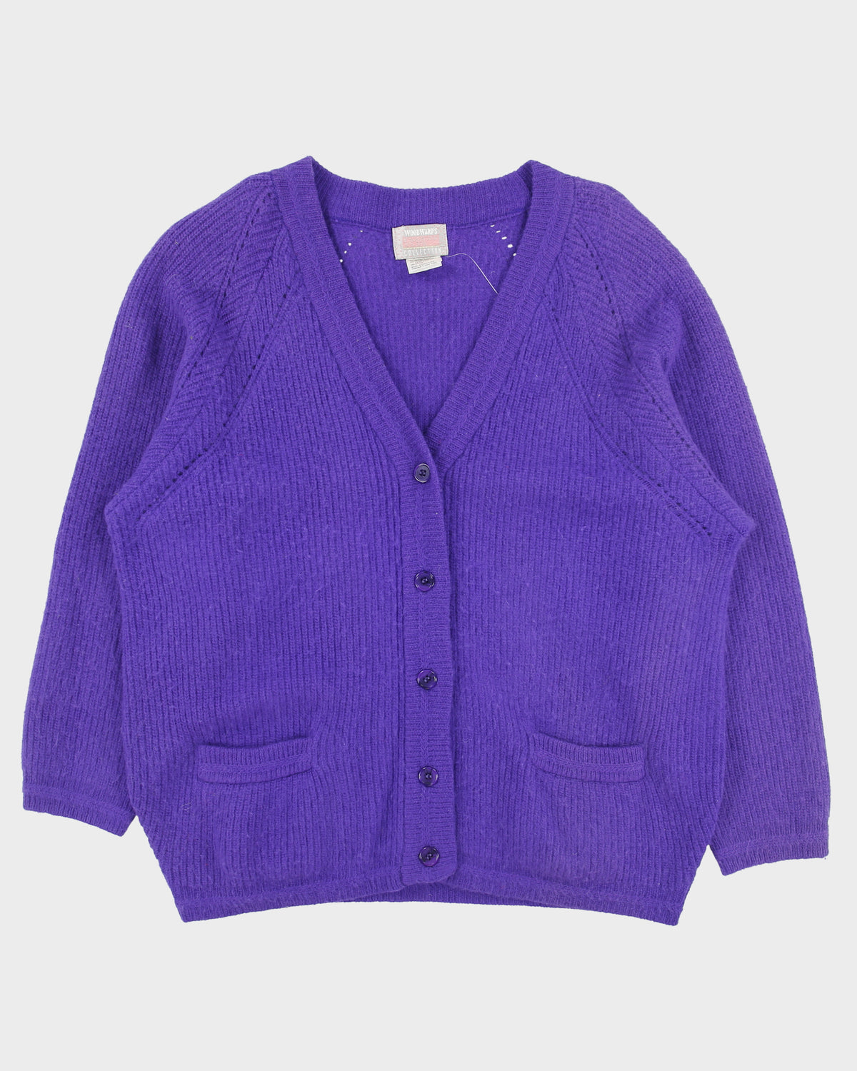 Vintage 1980s Woodward's Collection Angora &amp; Wool Blend Chunky Knit Cardigan - XL