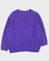 Vintage 1980s Woodward's Collection Angora &amp; Wool Blend Chunky Knit Cardigan - XL