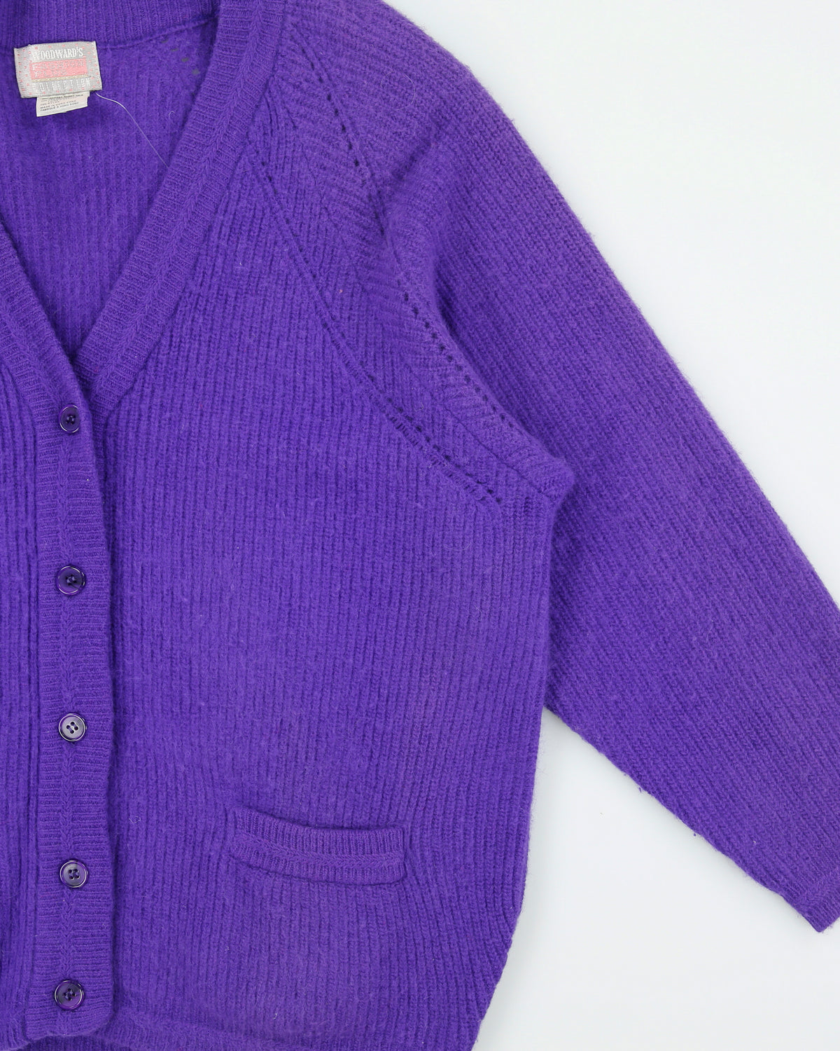 Vintage 1980s Woodward's Collection Angora &amp; Wool Blend Chunky Knit Cardigan - XL