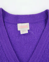 Vintage 1980s Woodward's Collection Angora &amp; Wool Blend Chunky Knit Cardigan - XL