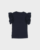 DSWT Vintage Armani Exchange Women's V-Neck Ribbed Knit Ruffle Sleeve Jumper - S