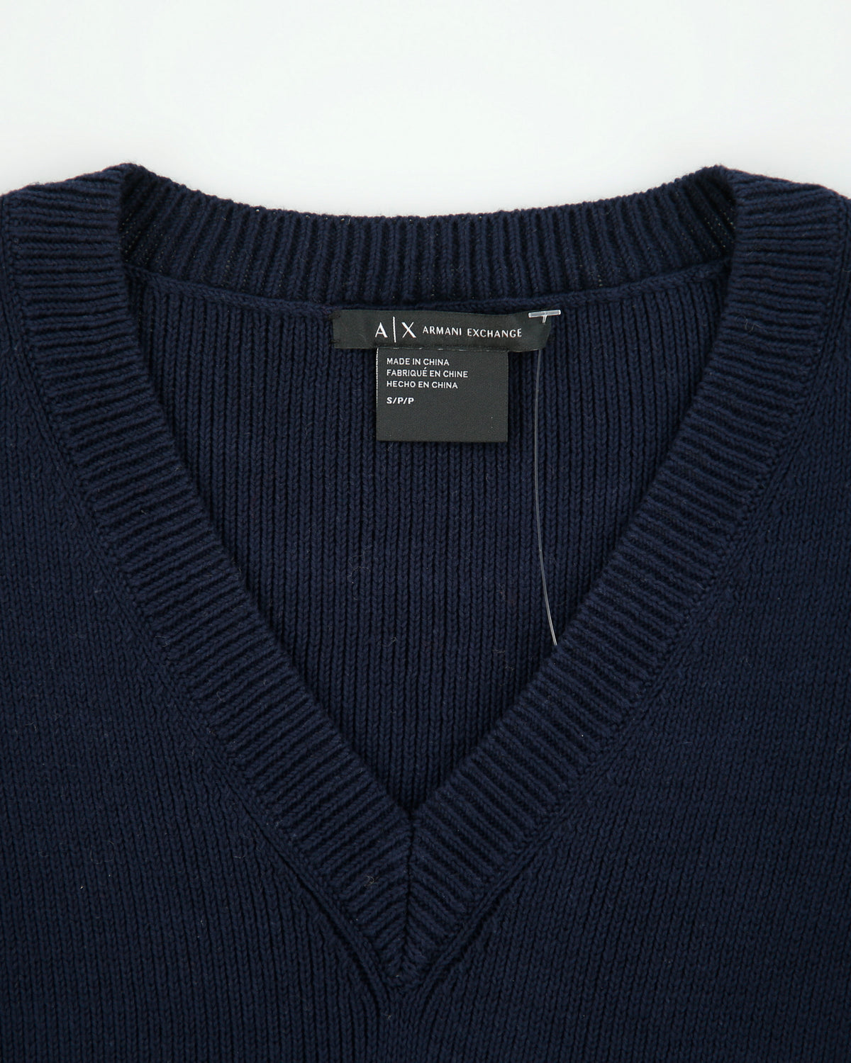 DSWT Vintage Armani Exchange Women's V-Neck Ribbed Knit Ruffle Sleeve Jumper - S