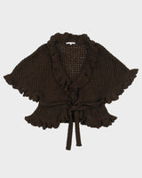Vintage Y2K 00s Tempo Paris Women's Chunky Knit Belted Short Sleeve Ruffle Cardigan - S