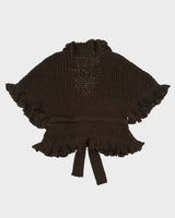 Vintage Y2K 00s Tempo Paris Women's Chunky Knit Belted Short Sleeve Ruffle Cardigan - S