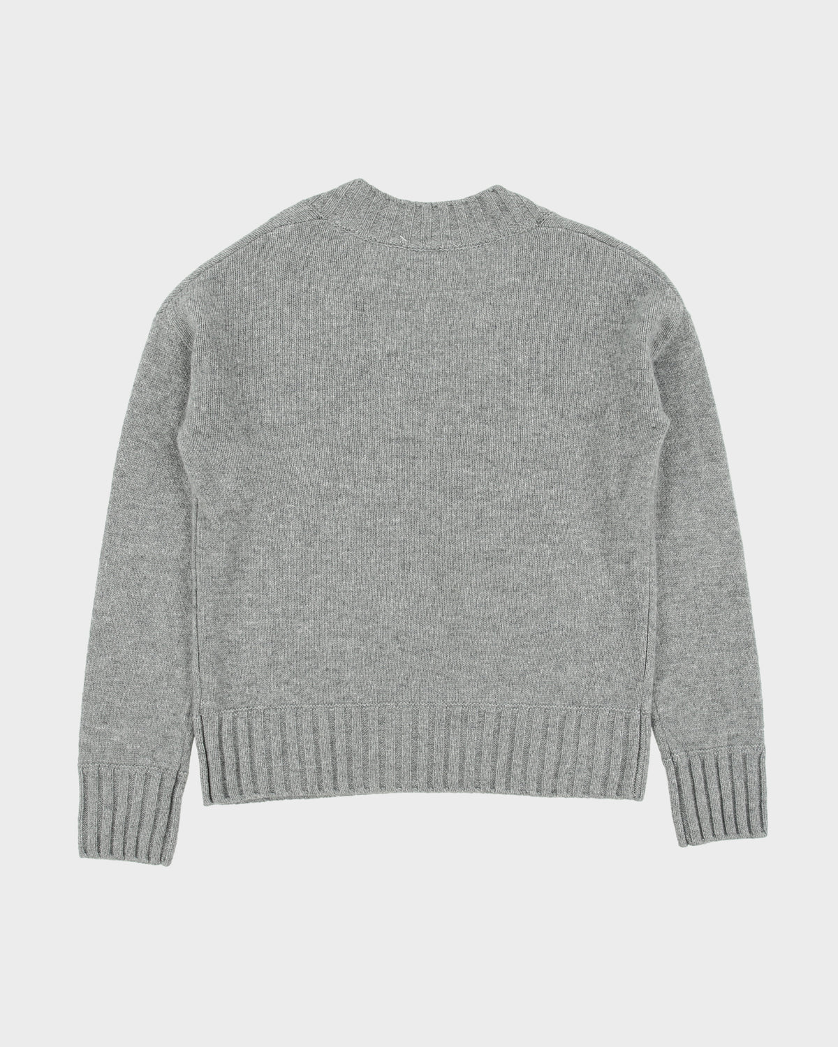 DSWT Jason Wu Women's Marl Grey Cashmere V-Neck Rib Knit Jumper - S