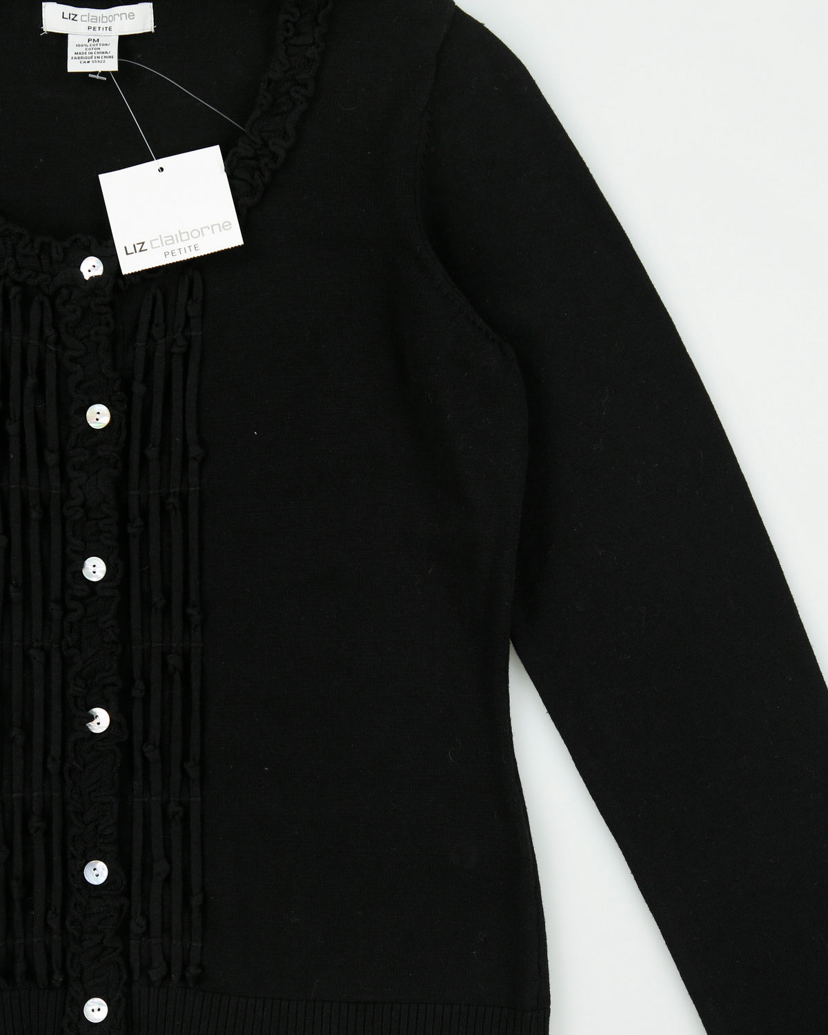 DSWT 1990s Liz Claiborne Mother Of Pearl Button Cotton Knit Cardigan - M