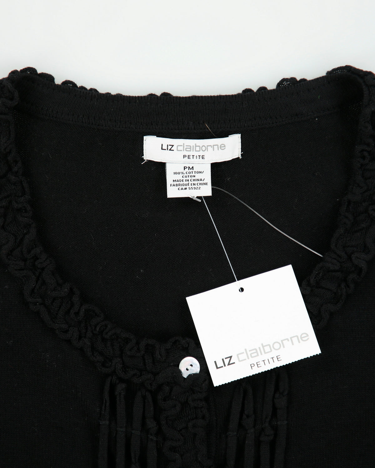 DSWT 1990s Liz Claiborne Mother Of Pearl Button Cotton Knit Cardigan - M