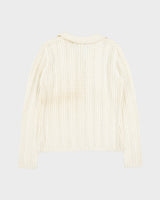 DSWT Vintage Y2K 00s NoMI Women's Open Cable Knit Lace Collared Jumper - M