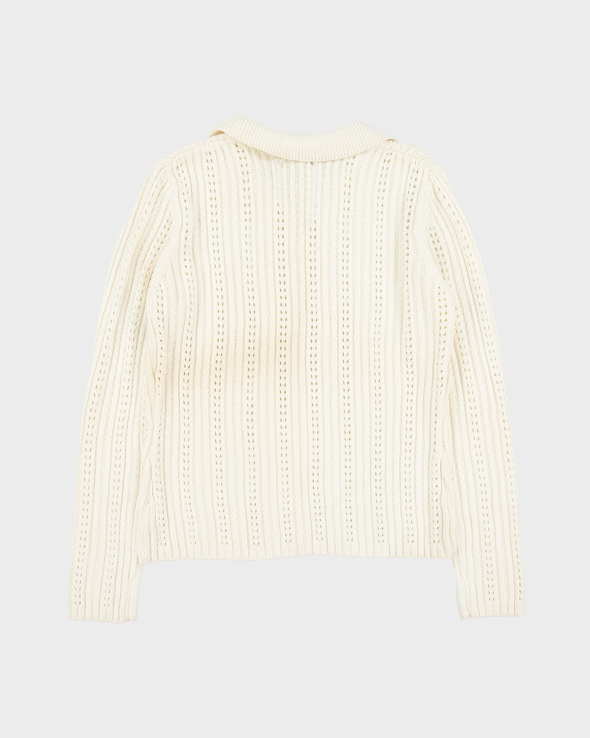 DSWT Vintage Y2K 00s NoMI Women's Open Cable Knit Lace Collared Jumper - M